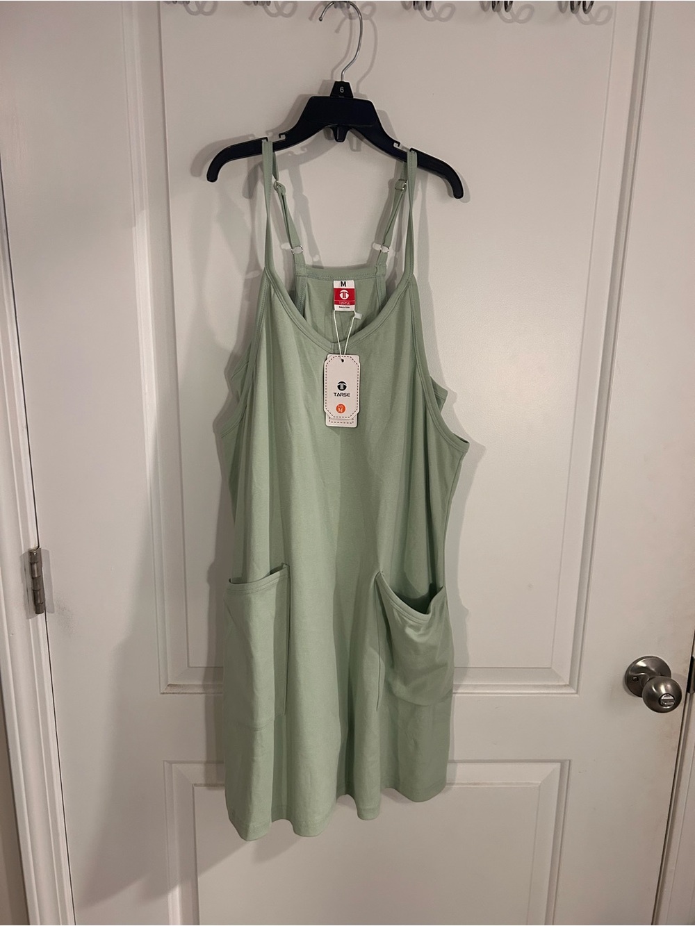 Light Green Spaghetti-Strap Romper with Pockets
